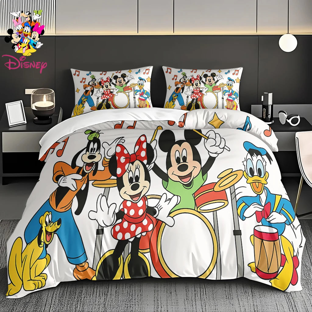 2/3pcs Disney Stitch & Mickey Duvet Cover Set Without Filler  Soft Bed Sheet,Skin-Friendly & Breathable Bedding Set Holiday Gift