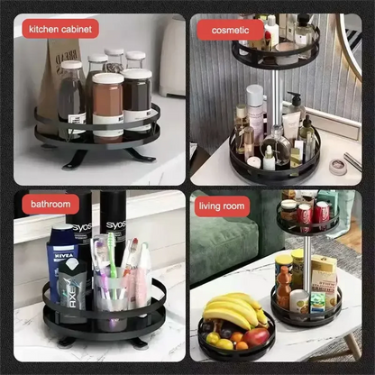 360° Rotating Spice Rack Organizer - Non-Skid Carbon Steel Seasoning & Jar Storage Tray - Hom Haven