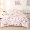 3pcs/set Small Red Heart Printed Duvet Cover Set(1 Duvet Cover & 2 Pillowcase)Soft And Skin-Friendly Duvet Cover Bedding Set For