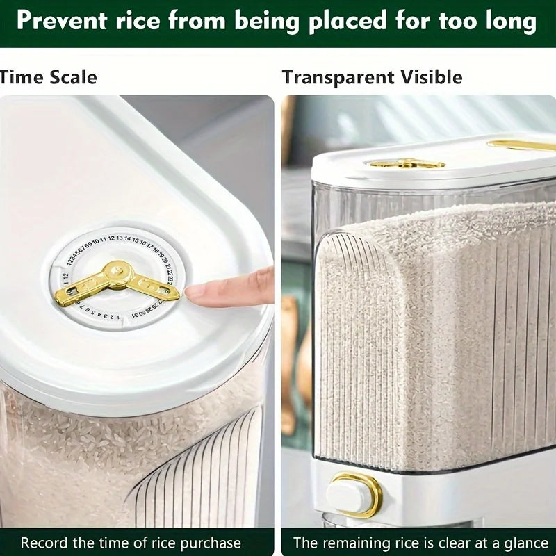 5kg/10kg Rice Dispenser - Large Pantry Storage Container with Measuring Cup