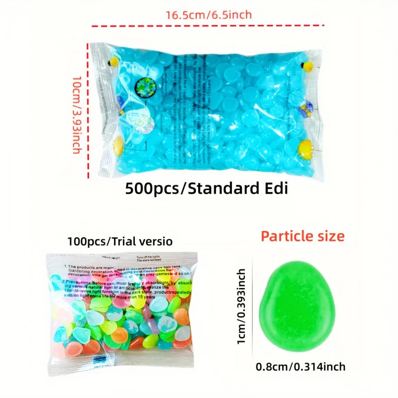 Luminous Decorative Stones for Pots & Aquariums (100/500 pcs)