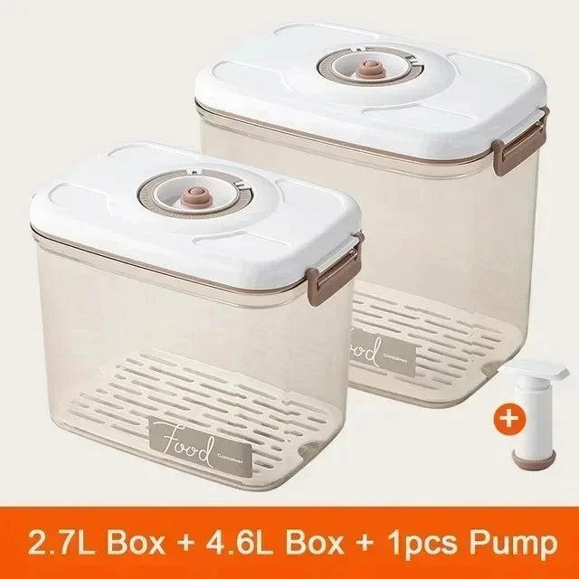 Vacuum Sealed Food Storage Box - Large Capacity Transparent Fresh-Keeping Kitchen Container with Pump