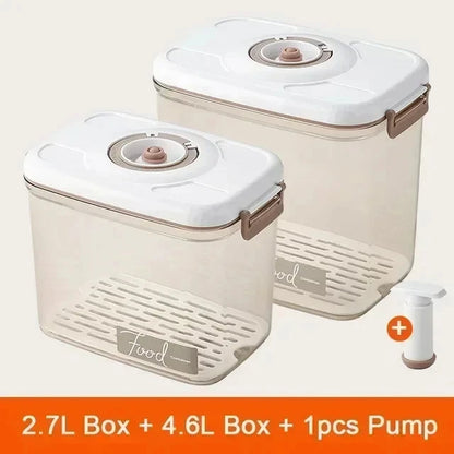 Vacuum Sealed Food Storage Box - Large Capacity Transparent Fresh-Keeping Kitchen Container with Pump - Hom Haven