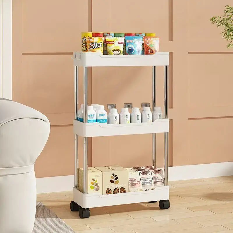 3 Layer Rolling Bathroom Storage Cart With Wheels Multi-purpose Organizer for Bathroom Kitchen Office Utility
