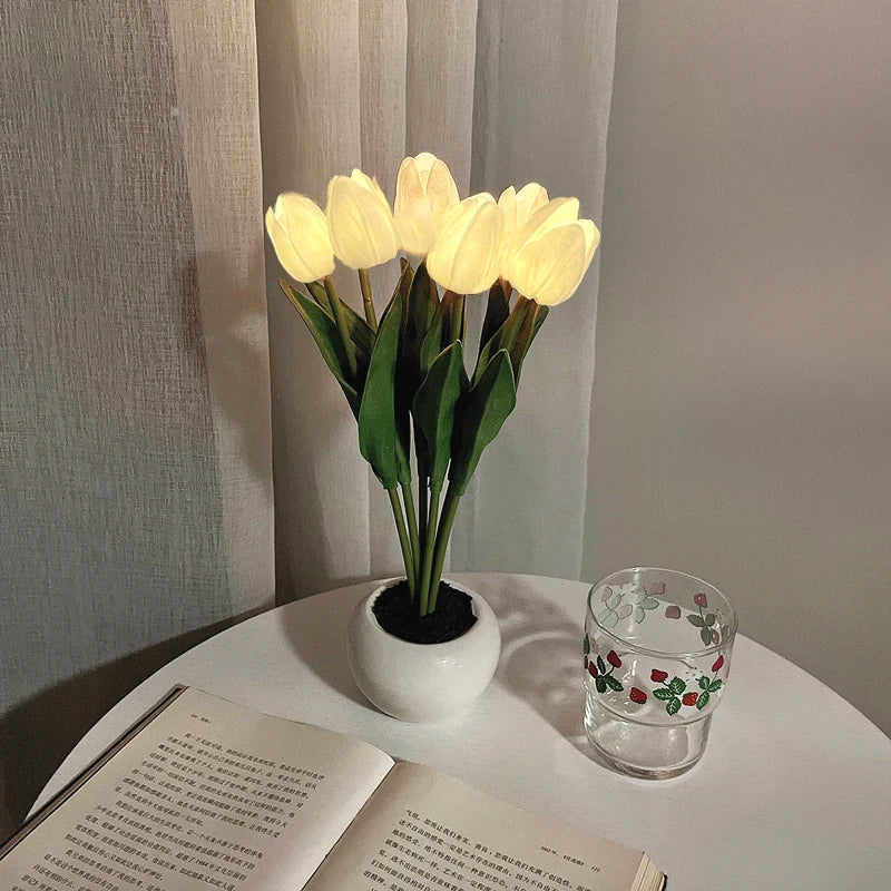 LED Tulip Night Lamp Decorative Flower Desk Light Gift for Room Decor