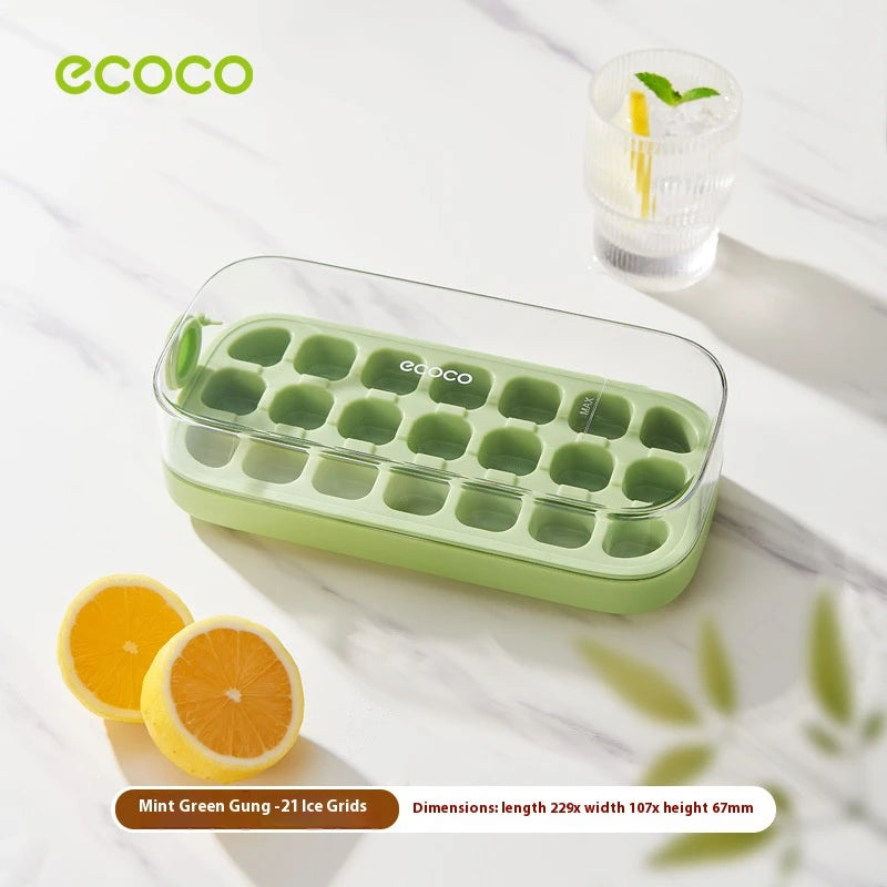 Ice Cube Tray with Lid & Bin, Quick-Release Freezer Ice Mold Set (7/14/21 PCs)