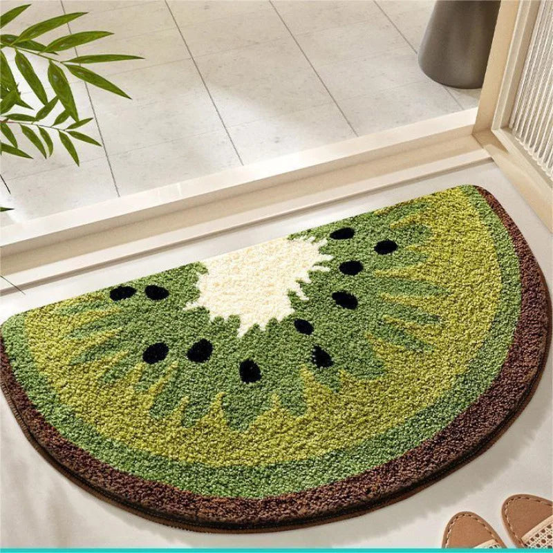 VIKAMA Fruit Pattern Imitation Cashmere Carpet - Warm Washable Bathroom Door Mat & Porch Rug - Hom Haven