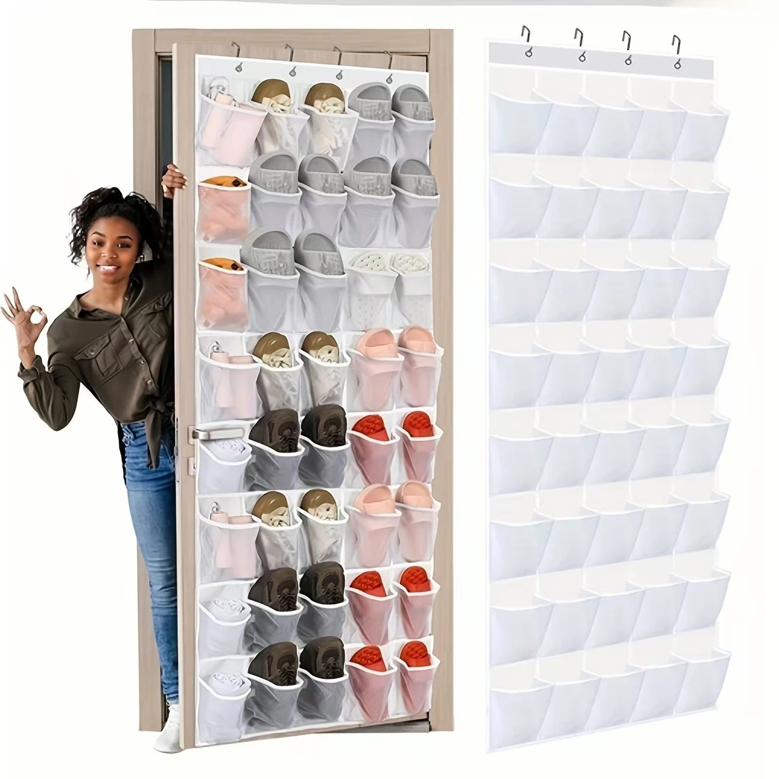 Over The Door Shoe Rack With12/14/24/28/35/40 Large Mesh Pockets Hanging Shoe Organizer For Closet Hanging Shoe Rack Holder