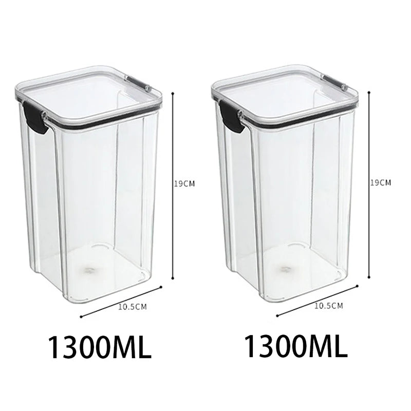 5-Piece Transparent Sealed Storage Jar Set - Stackable Airtight Kitchen Organizer for Dried Goods & Multigrain (700ml-1800ml)