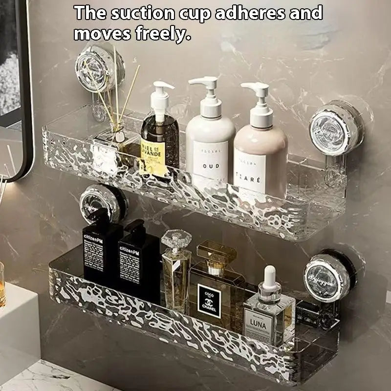 Suction Cup Bathroom Organizer Rack Wall Mounted Draining Storage Shelf