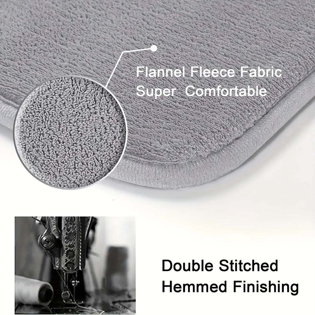 Solid Color Thick Sponge Bathroom Floor Mat - Absorbent Non-Slip Flannel Shower & Door Mat