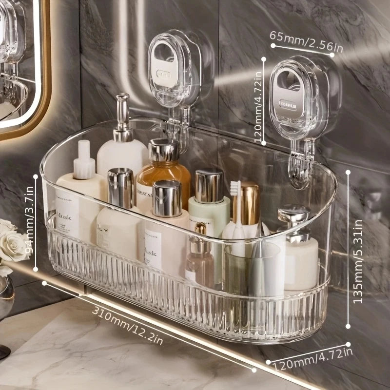 No-Drill Suction Bathroom Storage Shelf Organizer
