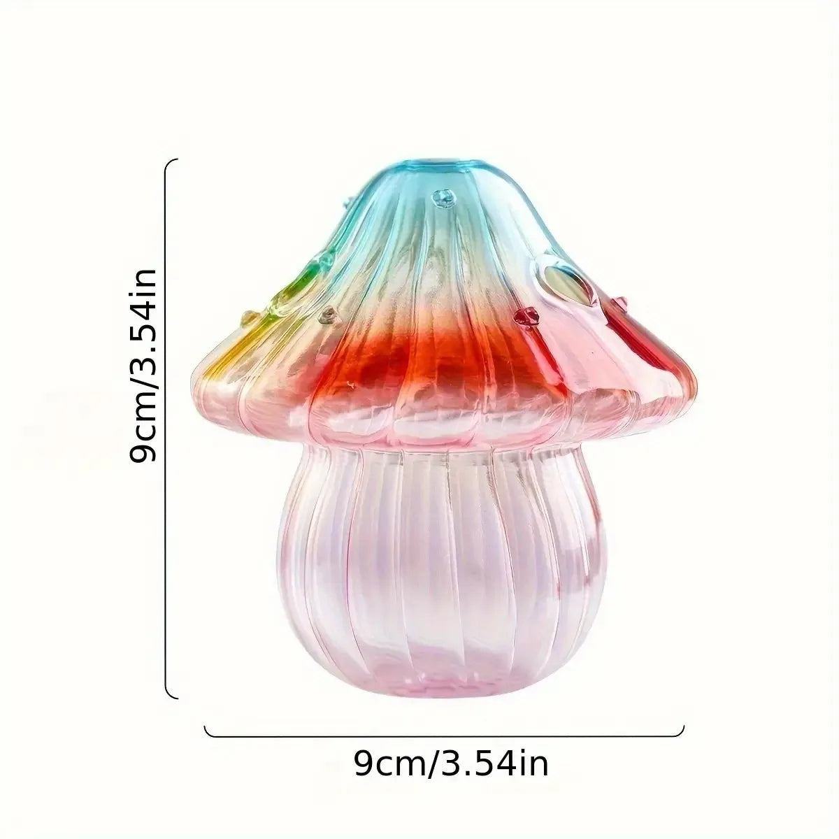 Boho Glass Mushroom Vase - Handcrafted Hydroponic Cylinder Planter for Living Room, Dining Room & Coffee Shop