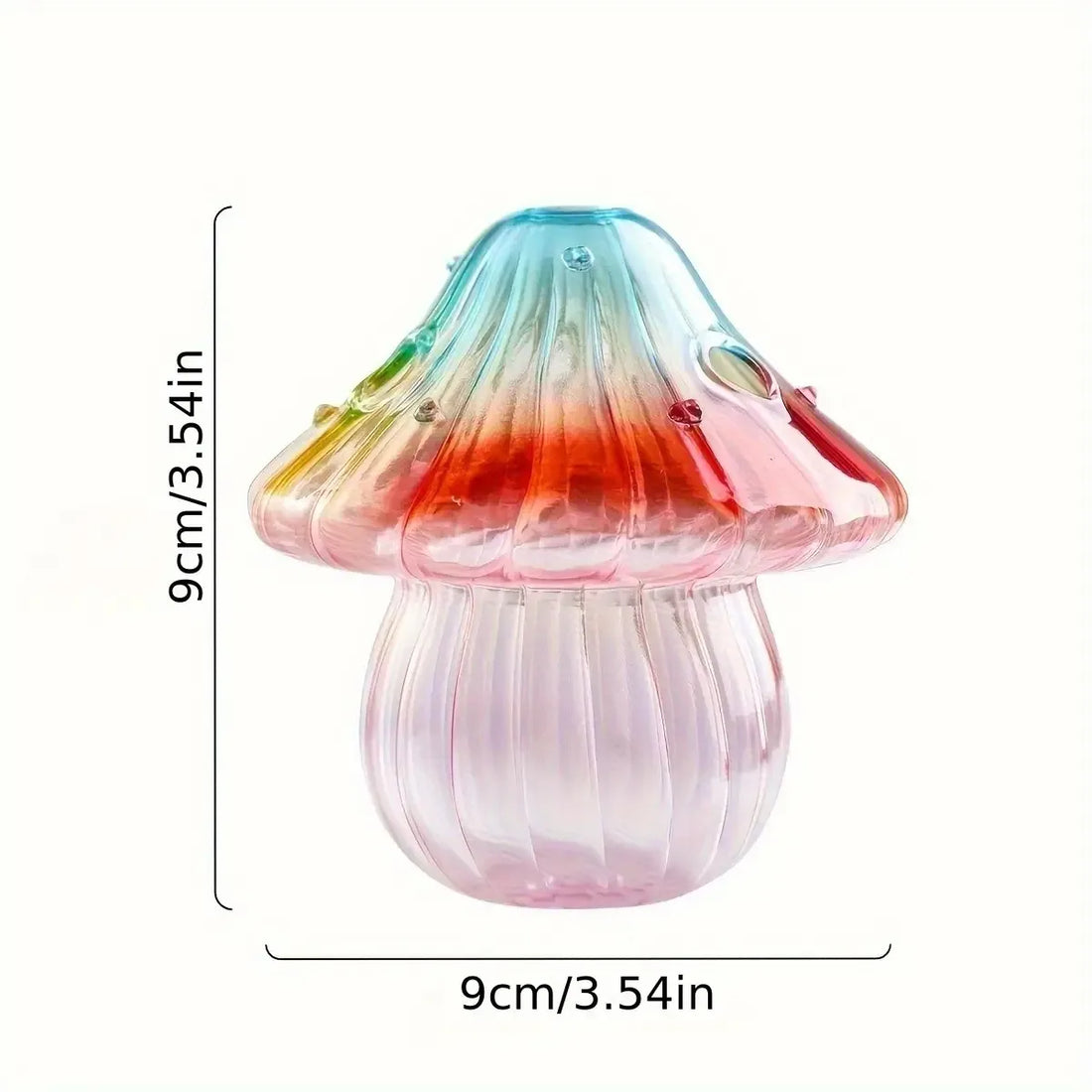 Boho Glass Mushroom Vase - Handcrafted Hydroponic Cylinder Planter for Living Room, Dining Room & Coffee Shop