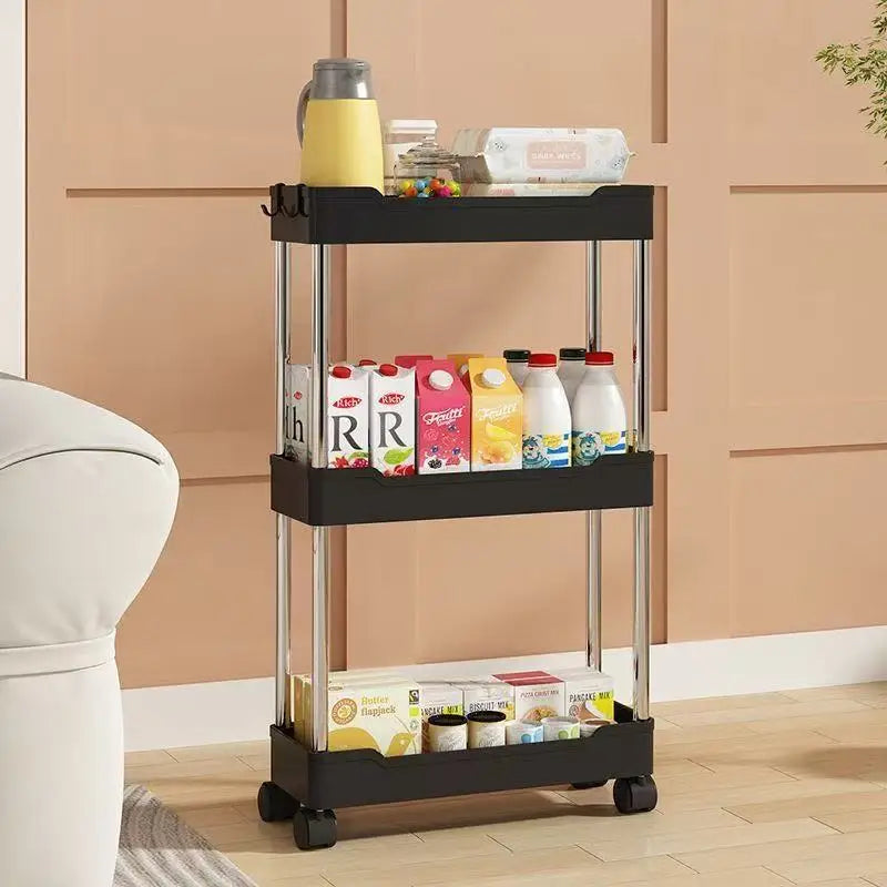 3 Layer Rolling Bathroom Storage Cart With Wheels Multi-purpose Organizer for Bathroom Kitchen Office Utility