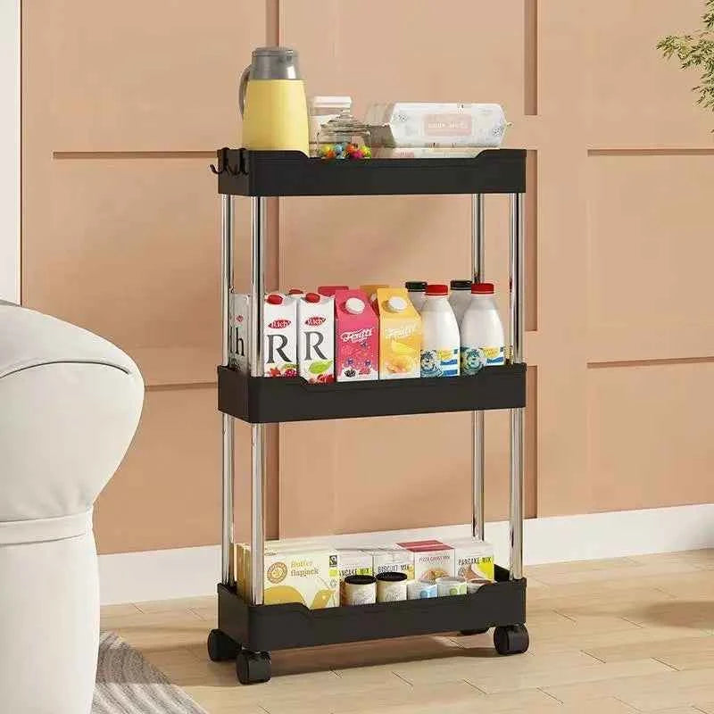 3-Layer Rolling Storage Cart with Wheels - Multi-Purpose Organizer for Bathroom, Kitchen & Office - Hom Haven