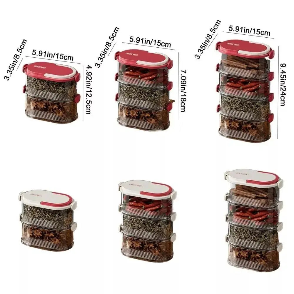 Stackable Seasoning Box Set Dual Layer Sealed Kitchen Storage Container