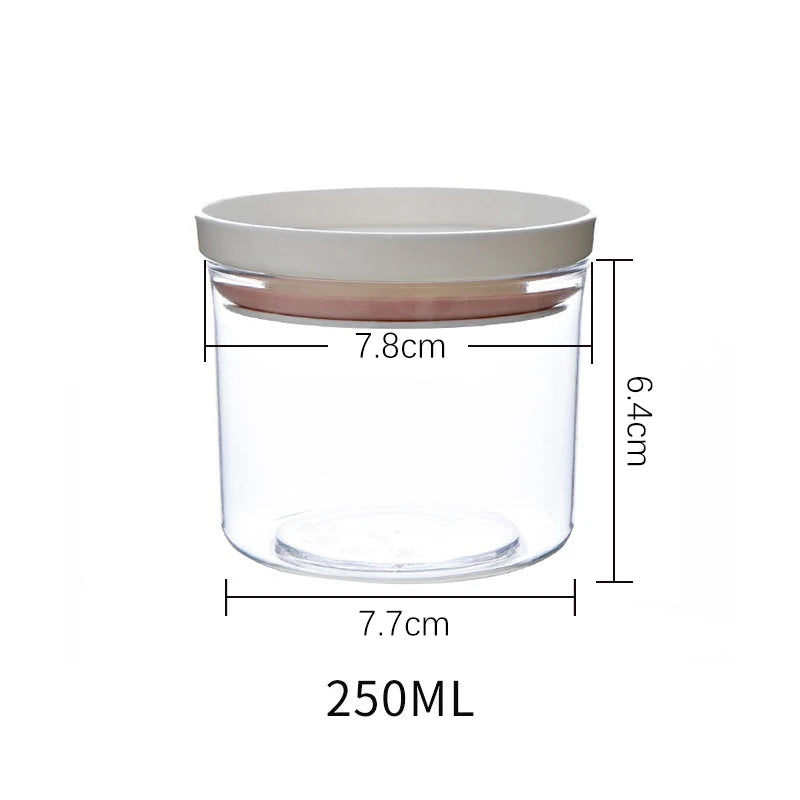 Sealed Food Grade Transparent Kitchen Storage Jar - Airtight Snack & Grain Container (250ml-700ml)