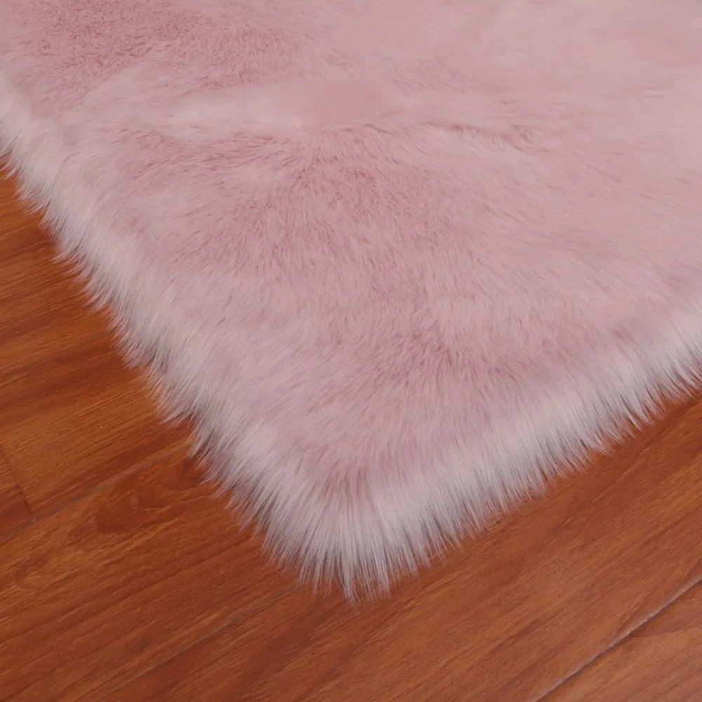 Plush Soft Imitation Sheepskin Bedroom Carpet - Long Hair Bedside Mat & Sofa Cushion Rug