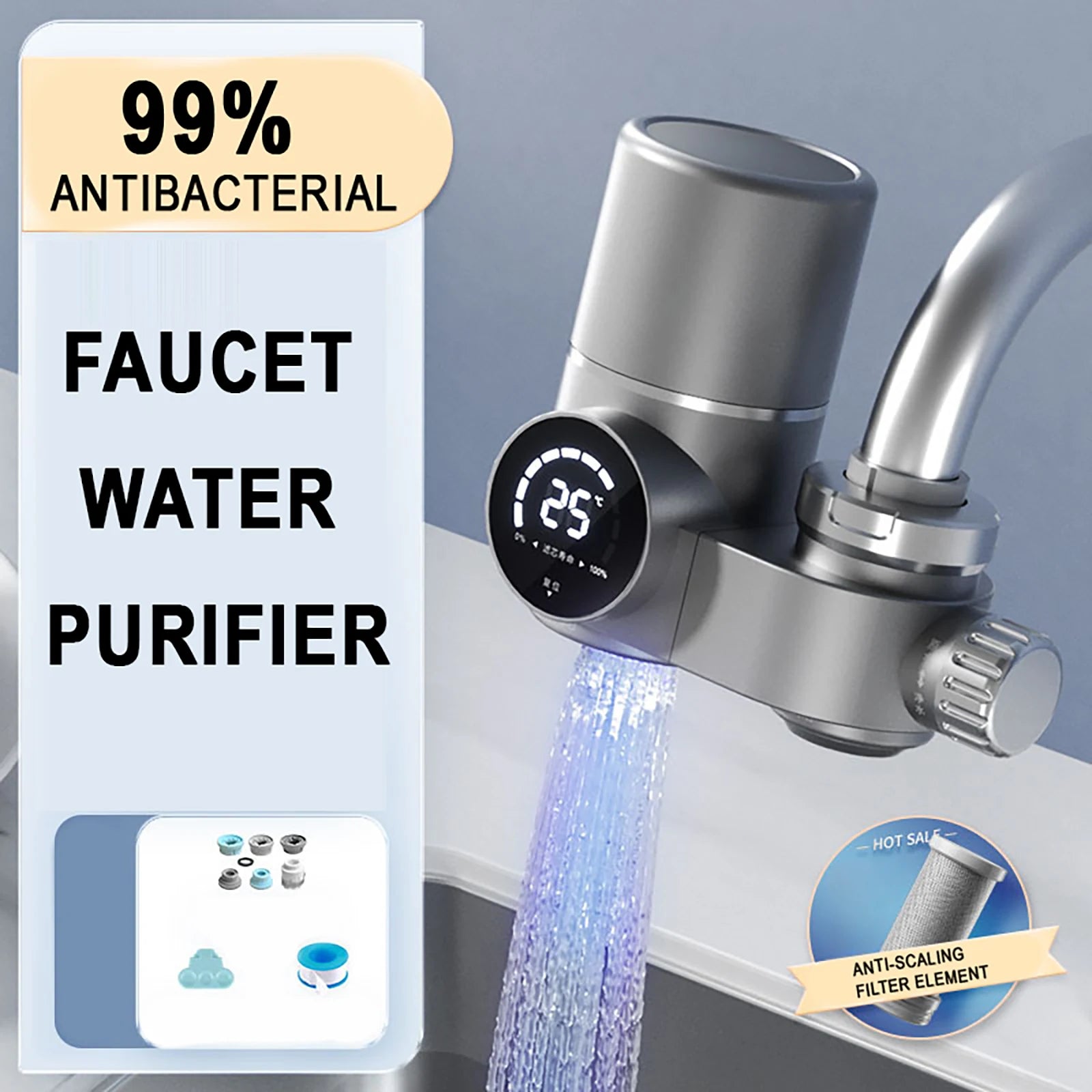 Faucet Extender with UV Sterilization & LED Display Water Filter