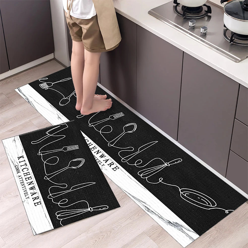 Soft Washable Kitchen Floor Mat - Anti-Slip Long Area Rug for Bedroom, Hallway & Bathroom Entrance