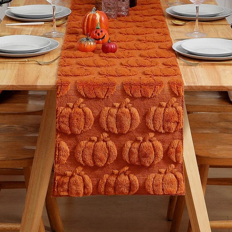 Christmas White Table Runner Halloween Ghost Fall Winter Pumpkin Party Dining Decorations Christmas Dining Table Harvest Decor