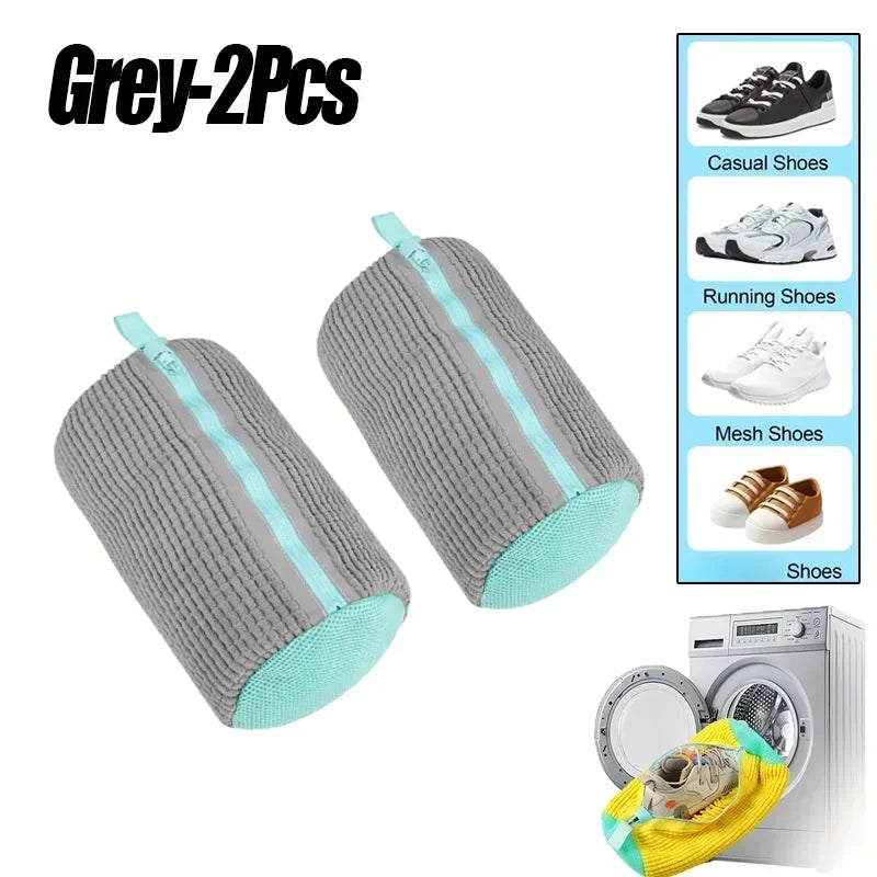 Shoe Washing Machine Bag with Liquid Shoe Brush Set - Durable Laundry Shoe Bag for All Shoe Types (1/2/4 Pcs)