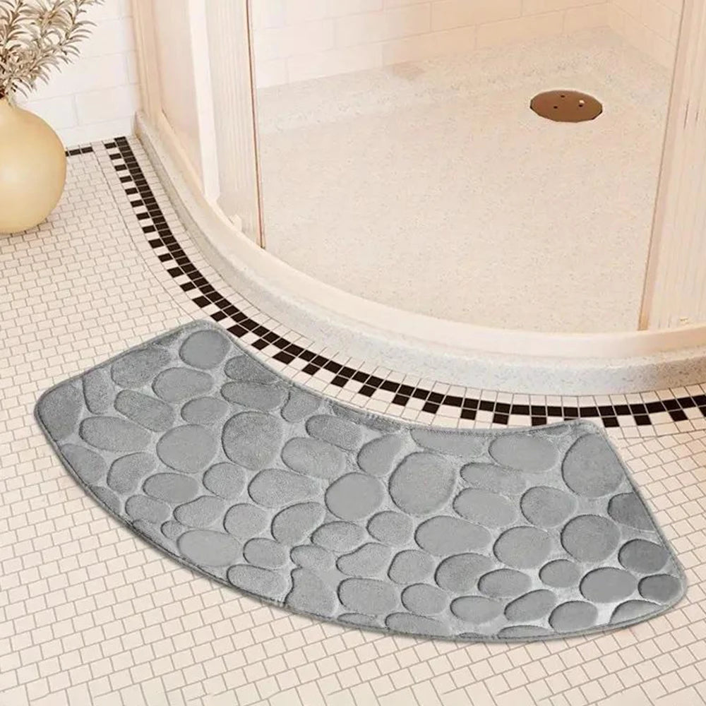 1PC Arc-Shaped Water-Absorbing Floor Mat, Sector-Shaped Carpet, Shower Room Entrance Foot Mat, Toilet Bathroom Anti-Slip Mat