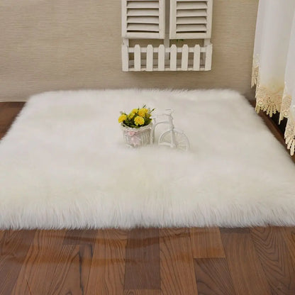 Plush Soft Imitation Sheepskin Bedroom Carpet - Long Hair Bedside Mat & Sofa Cushion Rug - Hom Haven