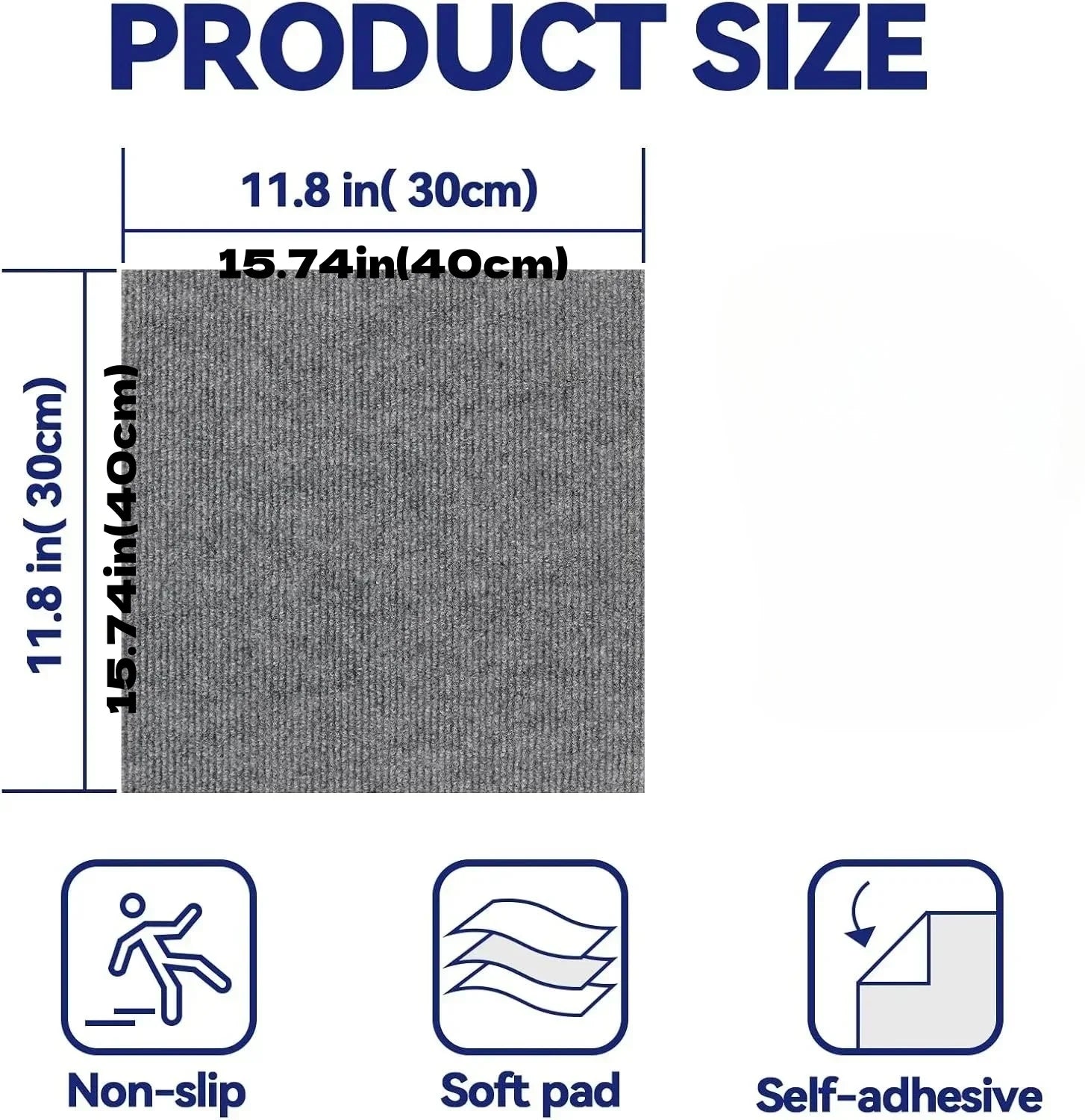 10pcs 30x30/40x40cm Self Adhesive Carpet Floor Tiles Sticker Square Rugs Peel and Stick Mat DIY Flooring for Bedroom Home Decor