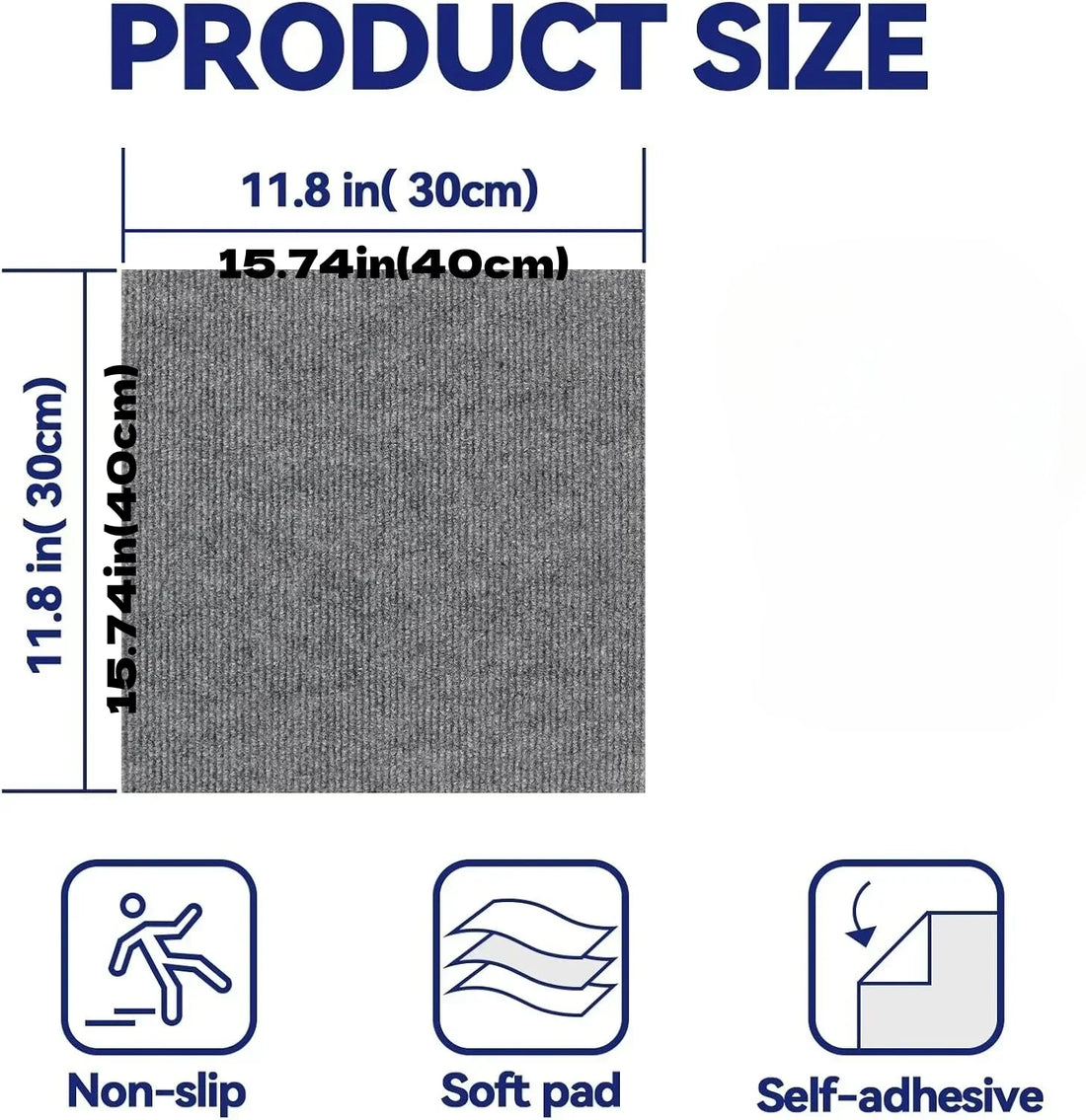 10pcs 30x30/40x40cm Self Adhesive Carpet Floor Tiles Sticker Square Rugs Peel and Stick Mat DIY Flooring for Bedroom Home Decor