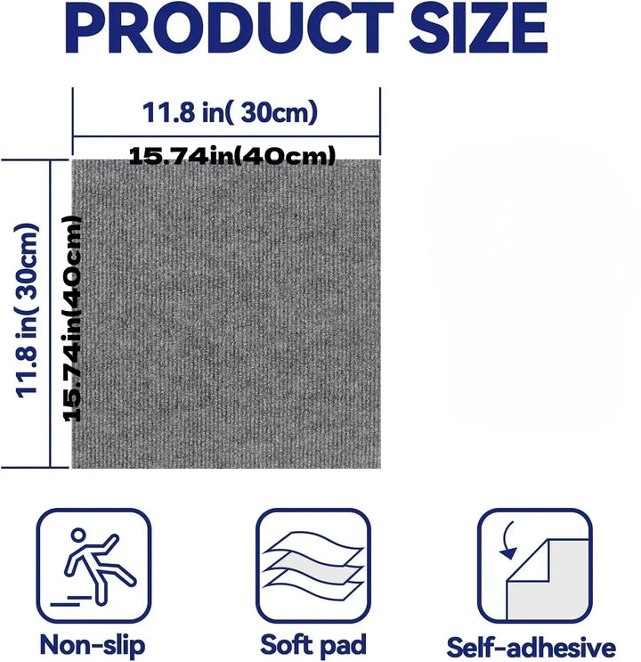 10pcs 30x30/40x40cm Self Adhesive Carpet Floor Tiles Sticker Square Rugs Peel and Stick Mat DIY Flooring for Bedroom Home Decor