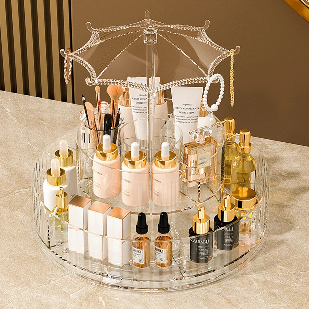 360° Rotating Acrylic Desktop Cosmetic Organizer