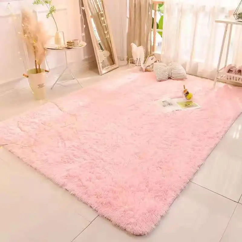 VIKAMA Tie-Dyed Fluffy Carpet - Warm Plush Bedside Rug & Play Mat for Living Room & Kids Room