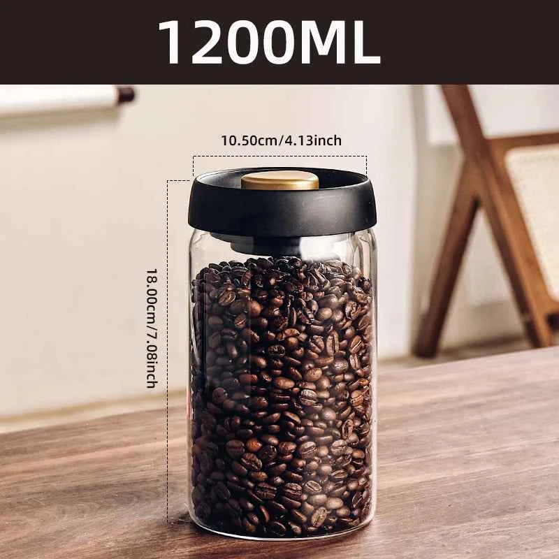 Vacuum Sealed Glass Storage Jar - Airtight Coffee Bean, Tea & Food Container - Hom Haven