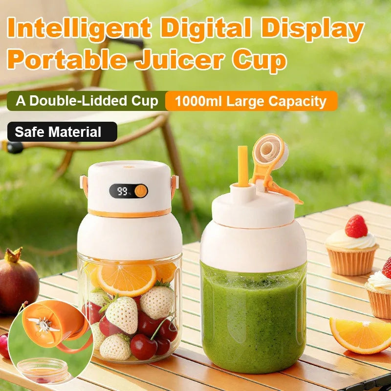 Portable Mini Blender USB Rechargeable Juicer Cup Multifunctional Ice Crushing Mixer for Home Travel Personal Fruit Juice