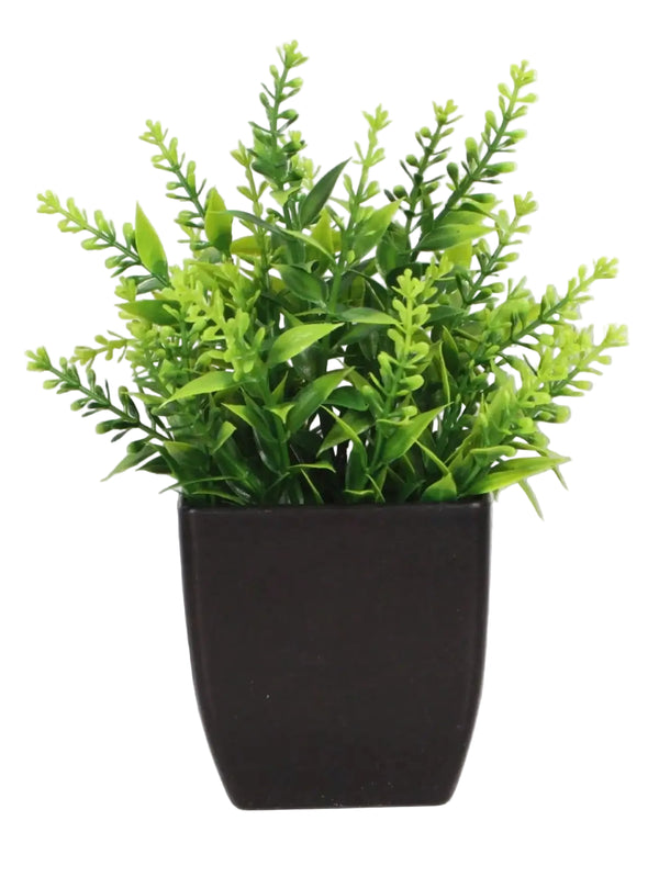 Mini Artificial Eucalyptus Potted Plant - Fake Plant in Black Pot for Indoor Home, Office & Bathroom Decor - Hom Haven