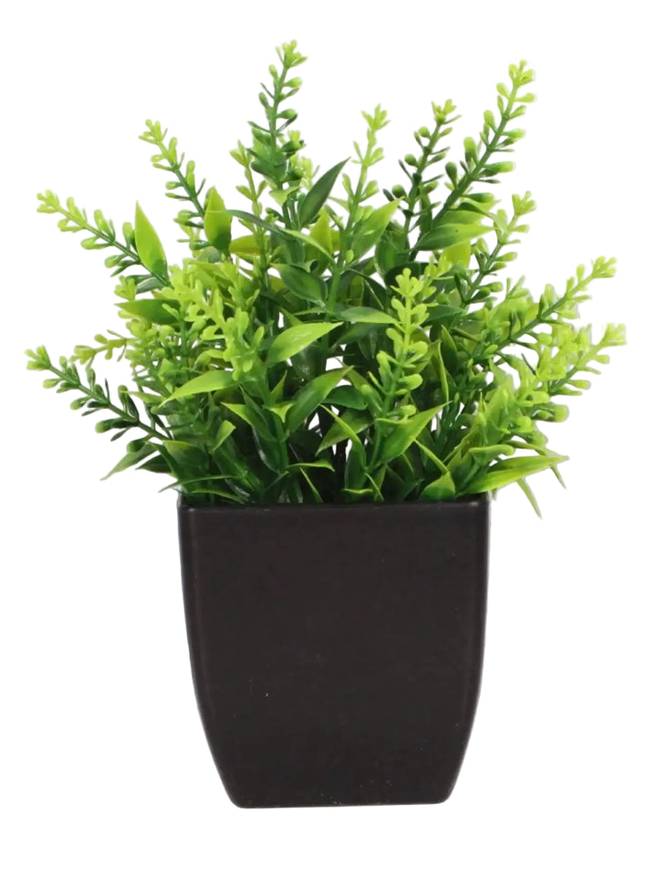 Mini Artificial Eucalyptus Potted Plant - Fake Plant in Black Pot for Indoor Home, Office & Bathroom Decor