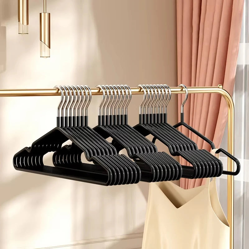 10pcs- Metal Traceless No-slip Clothes Hangers, Durable Strong Clothes Racks, Household Space Saver For Organization Of Bedroom,