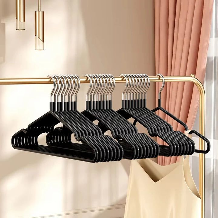 10pcs- Metal Traceless No-slip Clothes Hangers, Durable Strong Clothes Racks, Household Space Saver For Organization Of Bedroom,