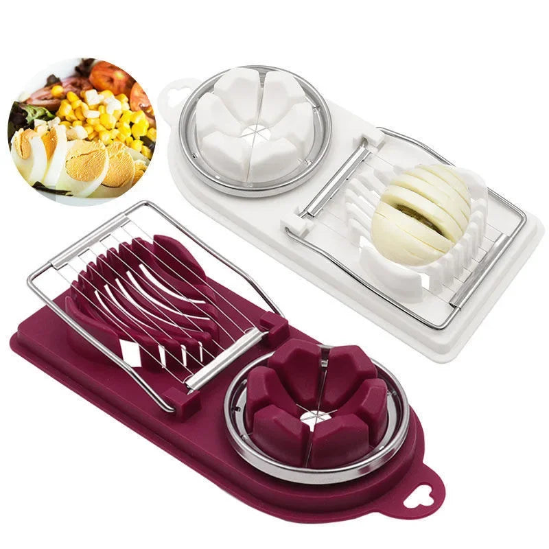 2-in-1 Stainless Steel Egg Slicer - Multi-Purpose Kitchen Tool for Regular, Century & Preserved Eggs