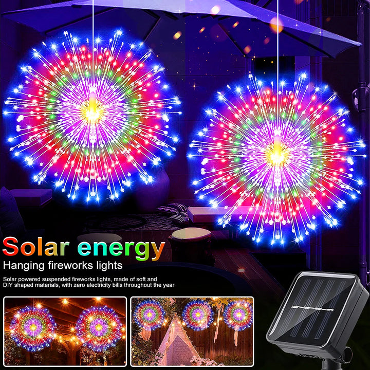 Solar Firework LED Lights Outdoor Copper Wire Fairy Lights for Garden