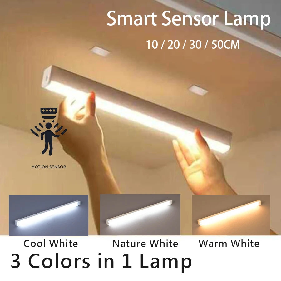 Wireless USB Rechargeable Motion Sensor LED Bar Light - Cordless Magnetic Cabinet & Kitchen Night Light - Hom Haven