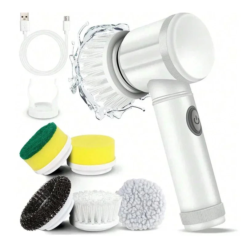 Cordless Electric Spin Scrubber 5-in-1 Brush for Bathroom Kitchen Cleaning