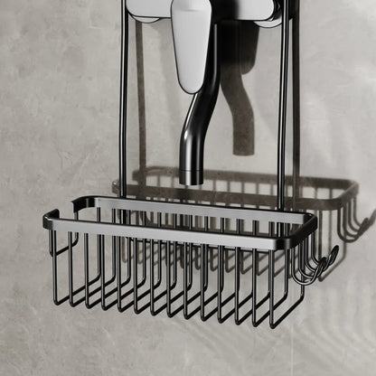 No-Drill Shower Rack & Toilet Storage Basket - Wall-Mounted Aluminum Bathroom Shelf for Bath Products - Hom Haven