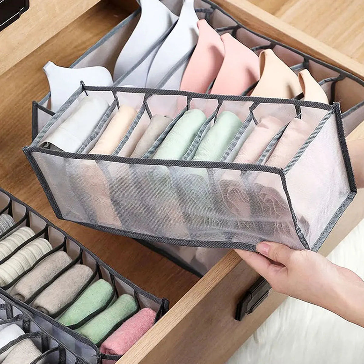 Foldable Underwear Drawer Organizer - Closet Divider Storage Box for Socks, Bras & Underpants - Hom Haven