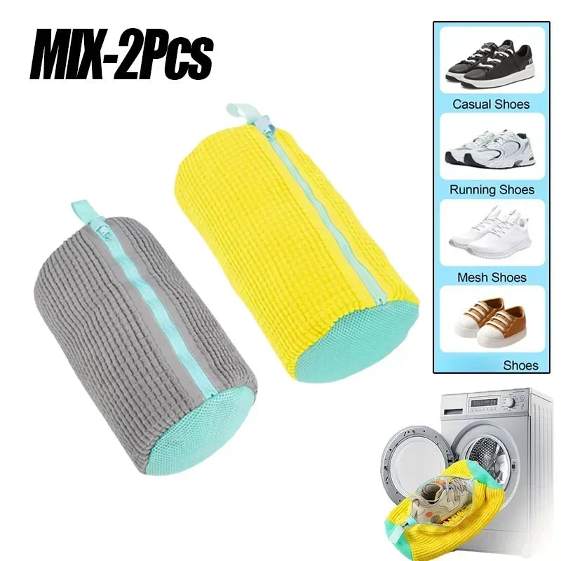 Shoe Washing Machine Bag with Liquid Shoe Brush Set - Durable Laundry Shoe Bag for All Shoe Types (1/2/4 Pcs)