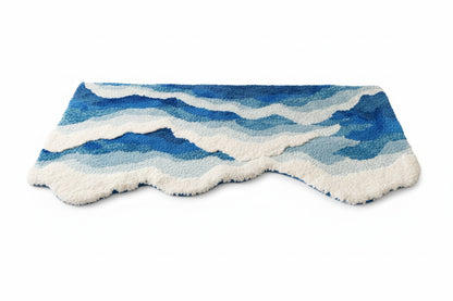 Blue Sea Pattern Tufted Rug - Japanese Style Flocking Carpet Anti-Slip Aesthetic Doormat - Hom Haven