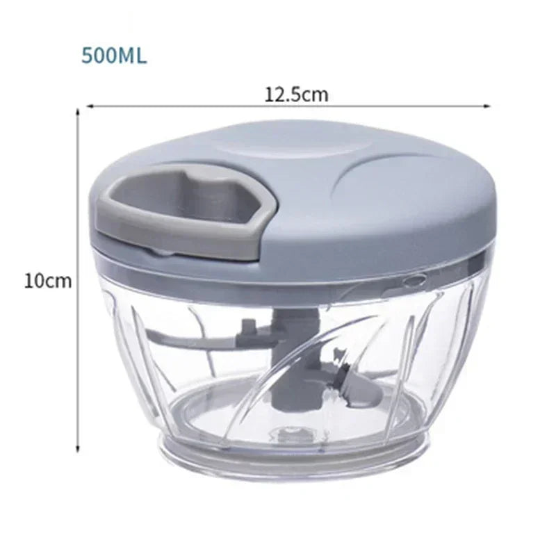 Manual Garlic Chopper & Vegetable Cutter - 500/900ml Rotating Slicer, Crusher & Meat Grinder - Hom Haven
