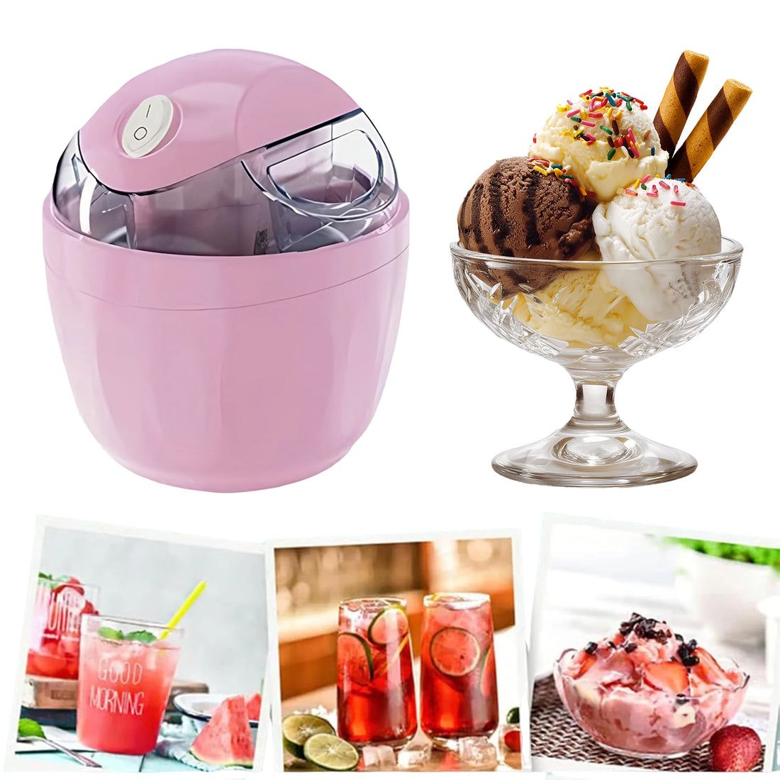 Mini Electric Ice Cream Maker Homemade Frozen Dessert Maker (500ml)